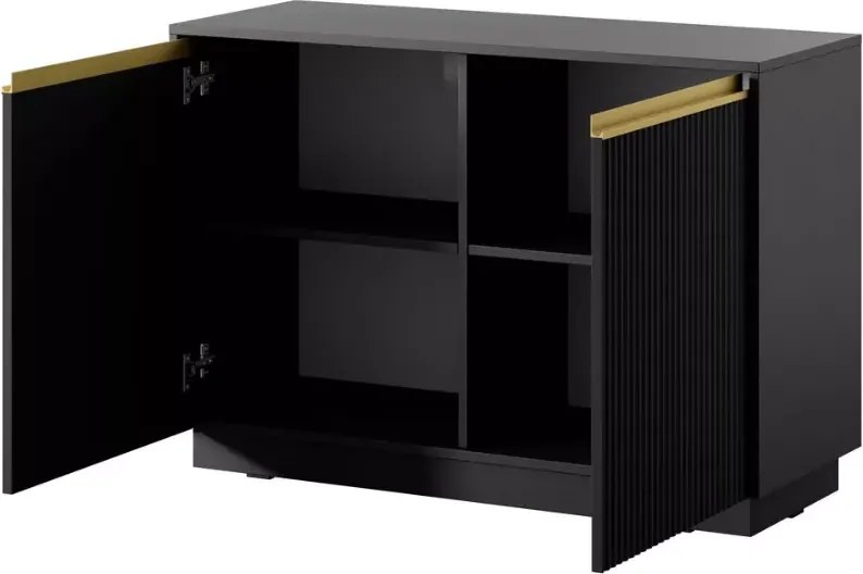Komoda dwudrzwiowa Miraza bez uchwytów 4 półki nowoczesna do salonu MDF