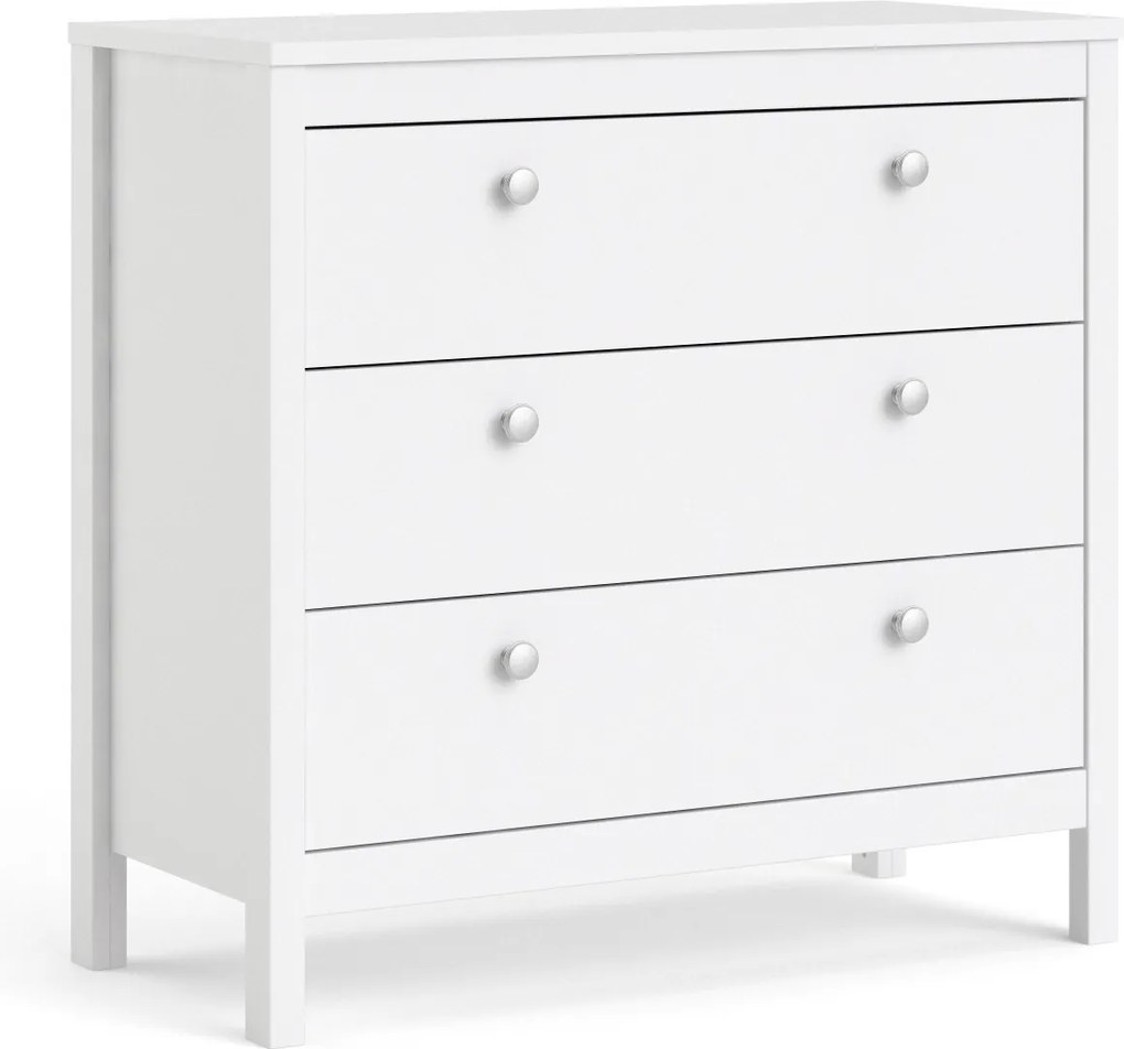 Komoda z szufladami na nóżkach Madrid 3S biały mat