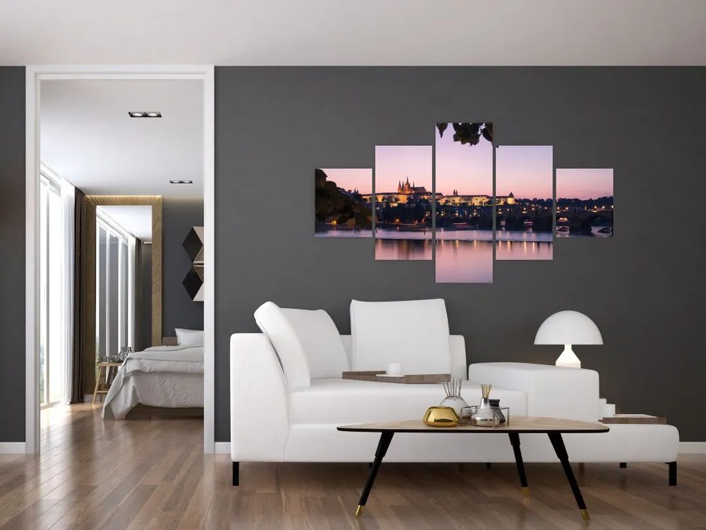 Obraz Zamku Praskiego i Wełtawy (125x70 cm)