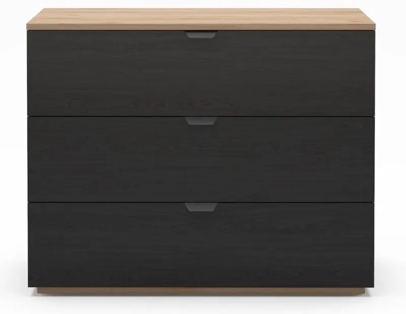 Czarno-naturalna komoda w dekorze dębu 100x80x40 cm Dennis – Marckeric