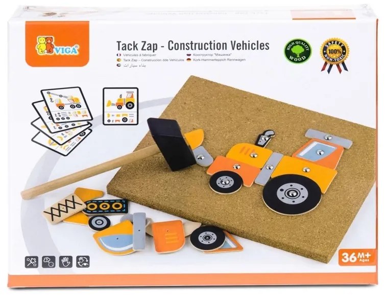 Drewniana przybijanka pojazdy budowlane 45 elementów viga toys