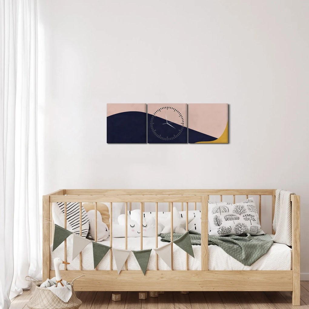 Obraz - Akwarelowe góry N⁰2 (z zegarem) (90x30 cm)
