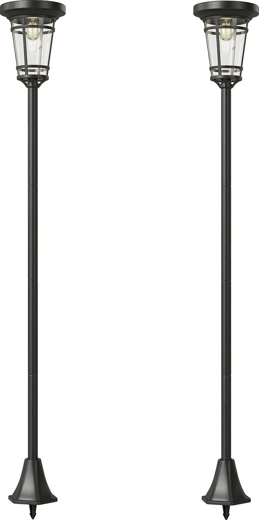Outsunny Solarny zestaw 2 lamp stojących 180 cm z 2 trybami jasności i czujnikiem światła, IP44 | Aosom PL