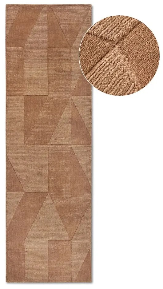 Brązowy wełniany chodnik tkany ręcznie 80x250 cm Ursule – Villeroy&amp;Boch