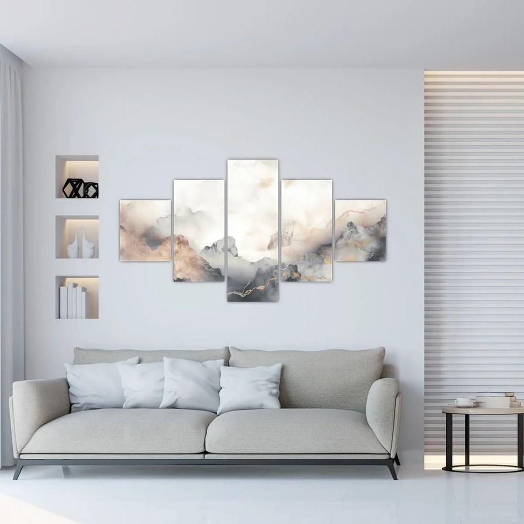 Obraz - Górska abstrakcja z teksturą marmuru (125x70 cm)