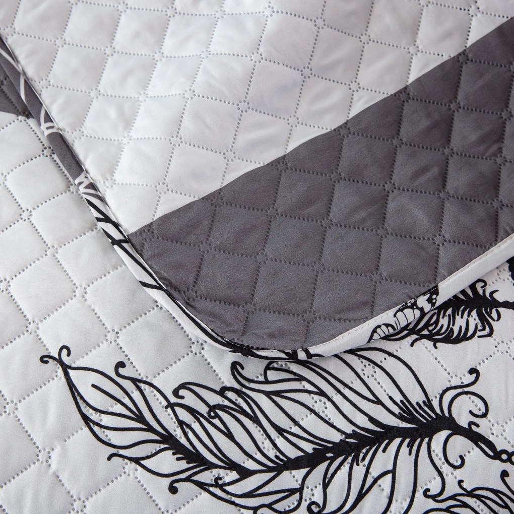 Narzuta na łóżko TIRSO szaro-biała Rozmiar: 220 x 240 cm