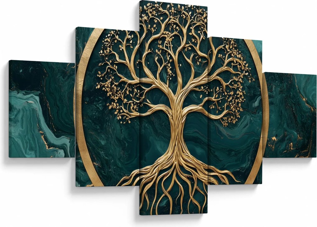 Obraz – Złote drzewo życia w marmurze (125x70 cm)