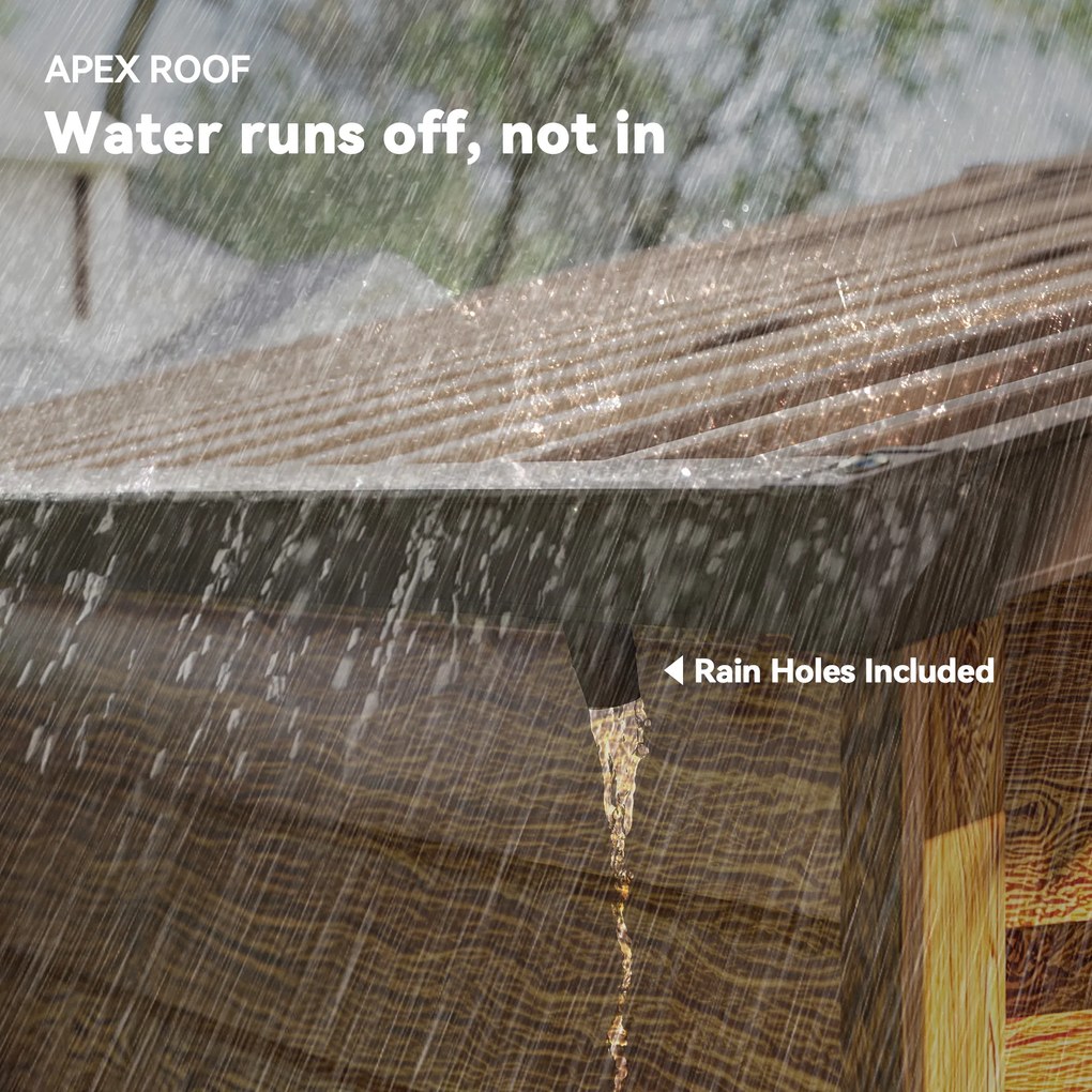 Outsunny Szopa Ogrodowa, Szopa na Narzędzia, Domek Ogrodowy z Oknami, Odporna na Warunki Atmosferyczne, Wygląd Drewna, Stal, 152 x 235,7 x 208,7 cm, Brązowa