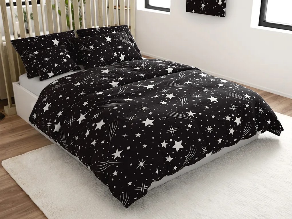 PrzytulneMieszkanie.pl PrzytulneMieszkanie.pl Pościel z mikrofibry NIGHT SKY czarna Rozmiar pościeli: 70 x 90 cm | 140 x 200 cm