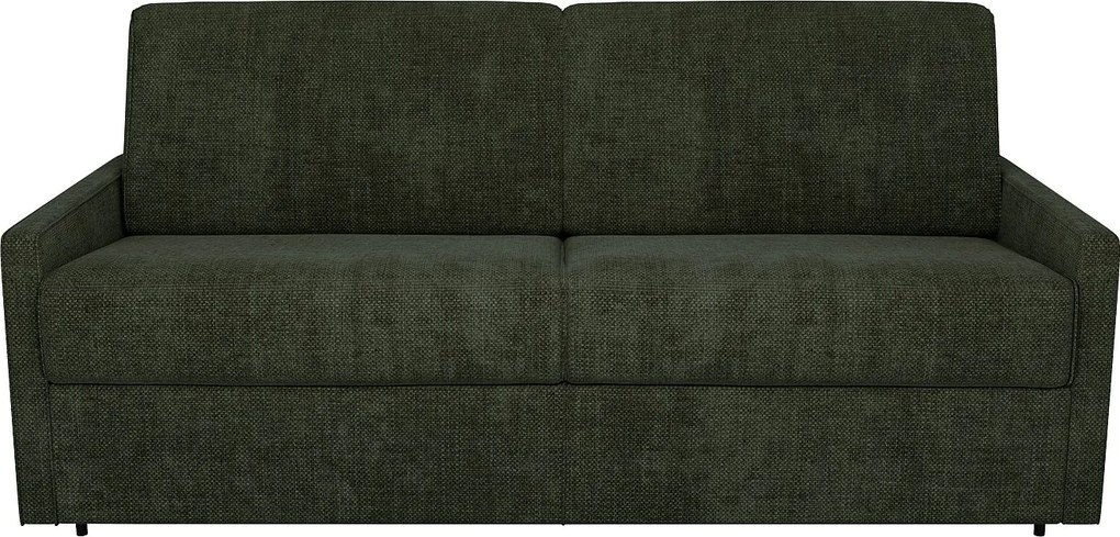 Kanapa 4-osobowa rozkładana typu express z tkaniny w kolorze ciemnozielonym - Powierzchnia spania 160 cm - Materac 14 cm CALIFE