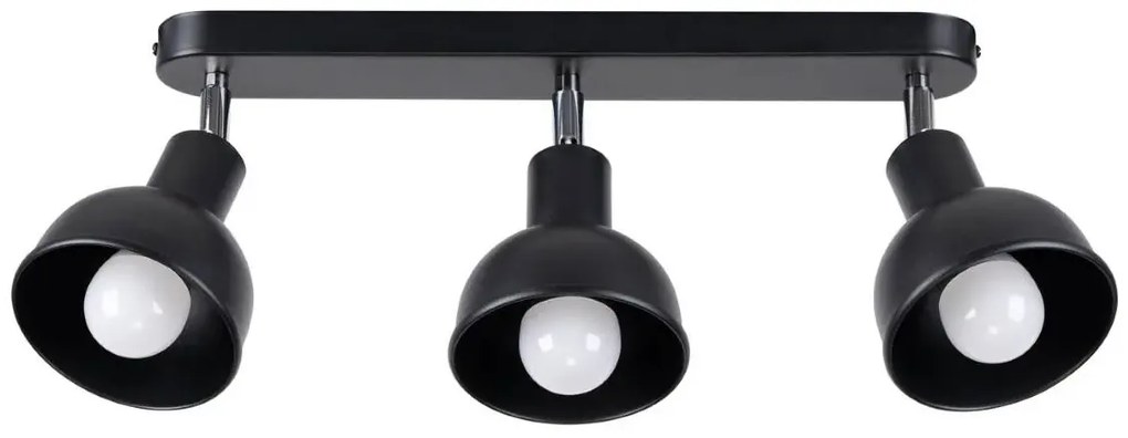 Czarna metalowa lampa sufitowa z 3 ruchomymi kloszami - A624 Calabro