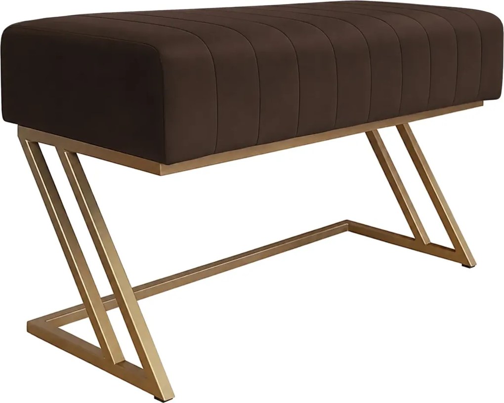 Ławka ZETA tkanina Welur loft ławka metal : Kolor Stelaża - Złoty, Kolor tkaniny - VELVET - MG05, Typ tkaniny - Velvet