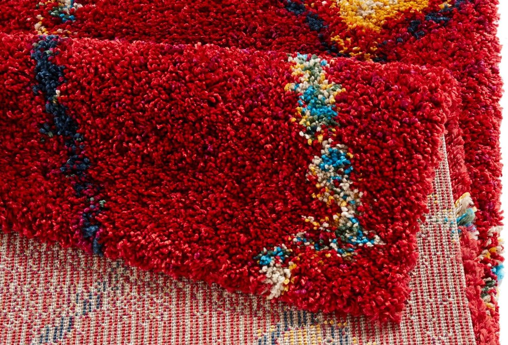 Dywan shaggy Nomadic Etno czerwony 80 cm x 150 cm