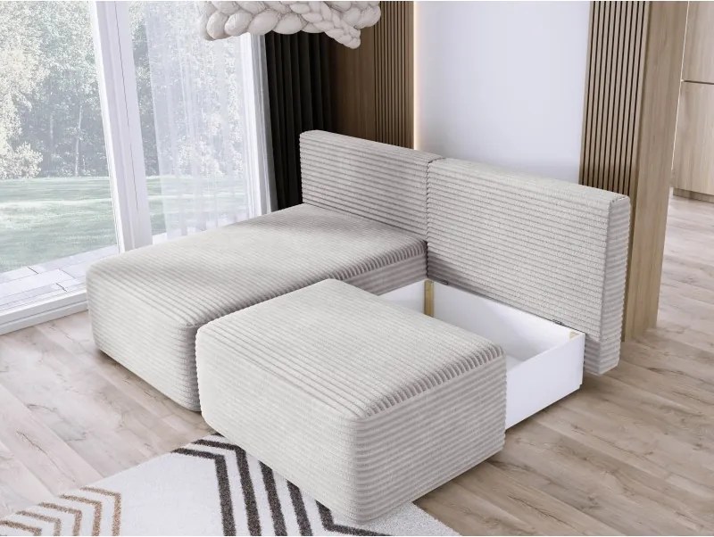 Narożnik TILIA wolnostojący układ L strona Lewa z funkcją spania w tkaninie Tilia 86