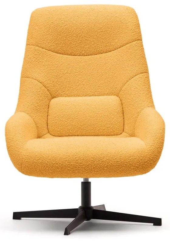 Musztardowy fotel z materiału bouclé Celida – Kave Home