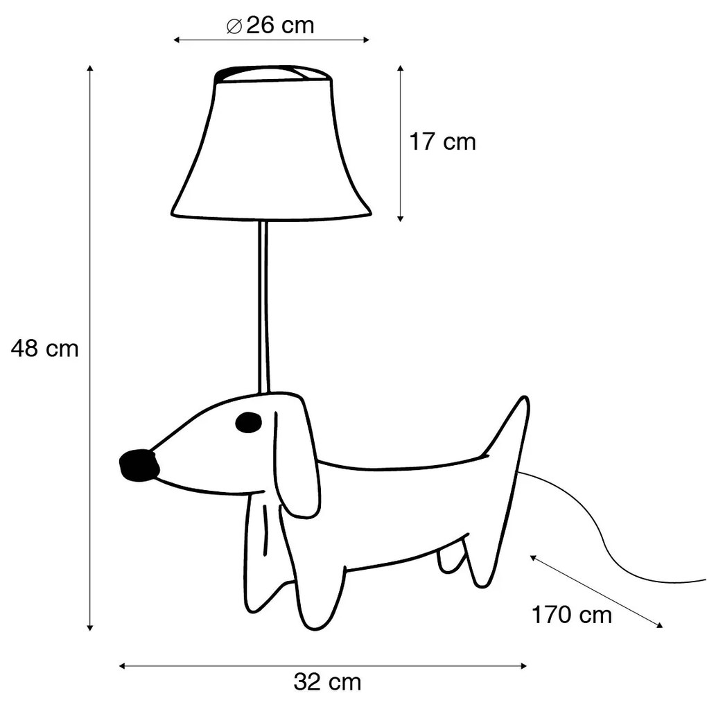 Dziecięca lampa stołowa Jamnik brązowa z LED - Waldi Dla dzieci Oswietlenie wewnetrzne