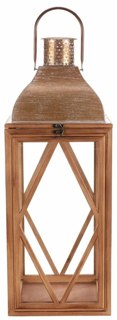 Zestaw drewnianych latarni Gineta 3 szt., brązowy