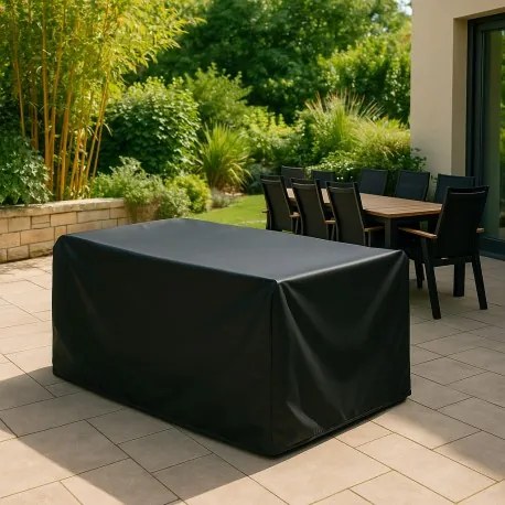 Czasza parasola ochronny na stół 220x100 cm + 6 do 8 rozkładanych krzeseł