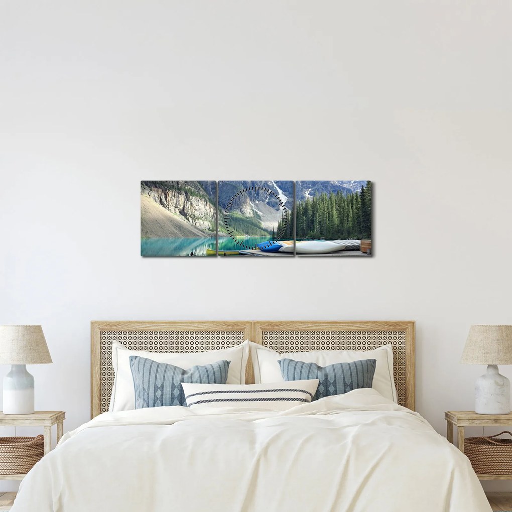 Obraz - Moraine Lake (z zegarem) (90x30 cm)