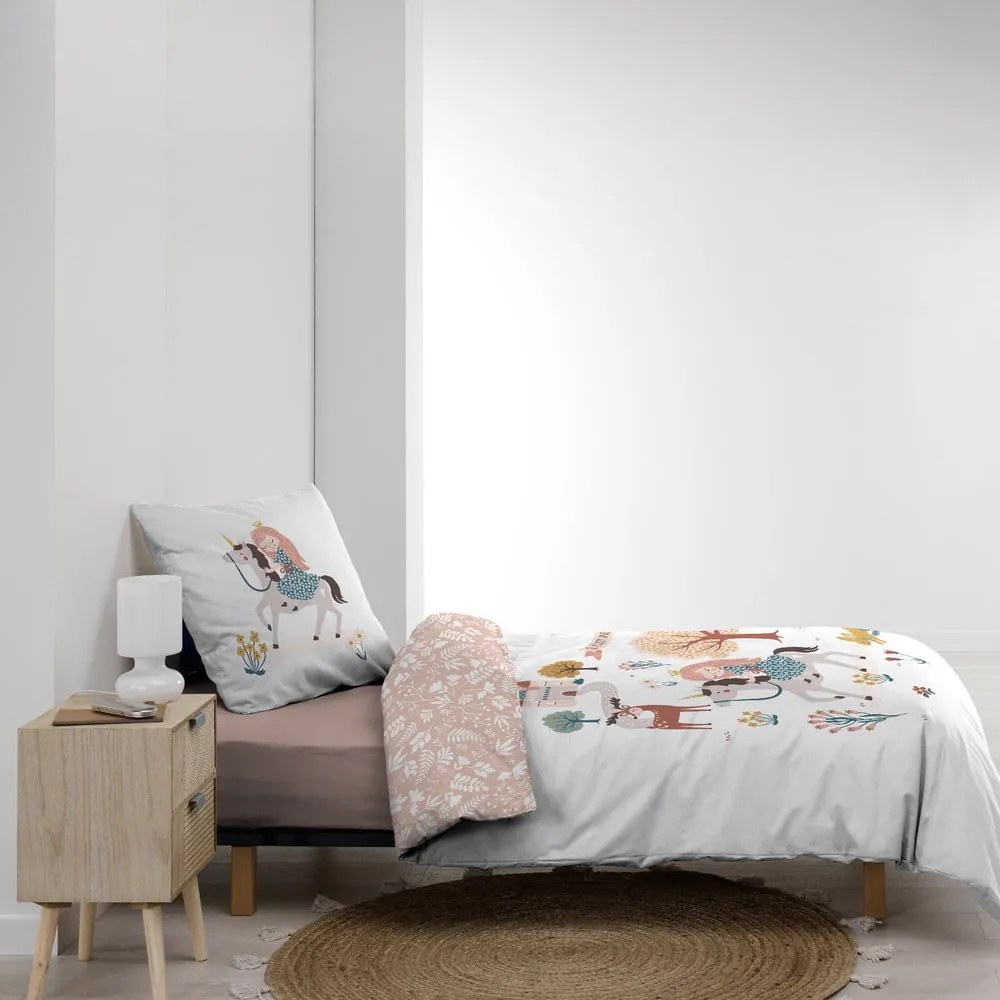 Biało-różowa bawełniana pościel dziecięca jednoosobowa 140x200 cm Lilibelle – douceur d'intérieur