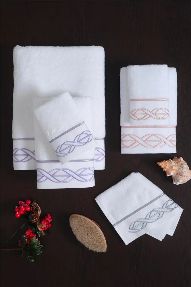 Mały ręcznik VITA 30 x 50 cm Biały / beżowy haft