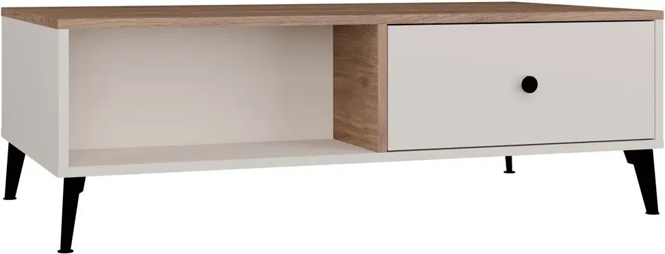 Ława na czarnych nóżkach kaszmir + dąb castello R8-F02