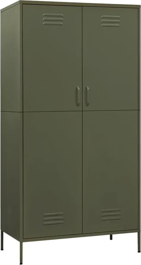 Metalowa dwudrzwiowa szafa wielofunkcyjna oliwkowozielony A3-R19