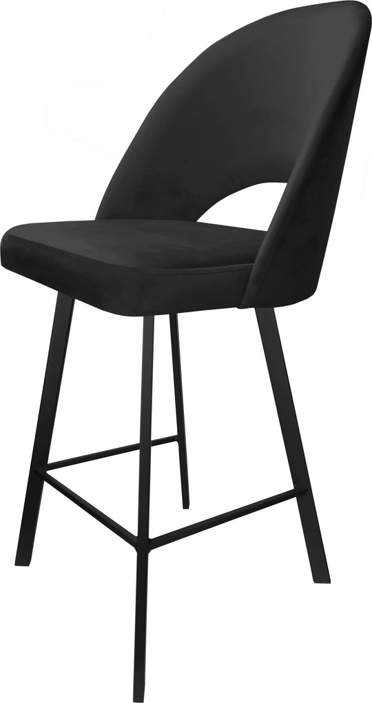 Hoker POLO krzesło barowe tkanina Welur podstawa metalowa hoker do kuchni : Kolor nogi - Czarna profil, Kolor tkaniny - VELVET - MG19, Typ siedziska - Siedzisko stałe