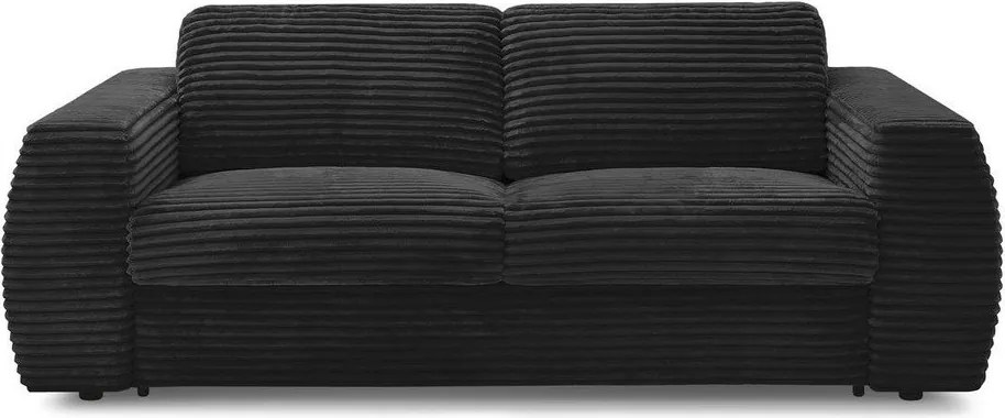 Czarna sztruksowa sofa do spania/rozkładana 240 cm Hugo – Bobochic Paris