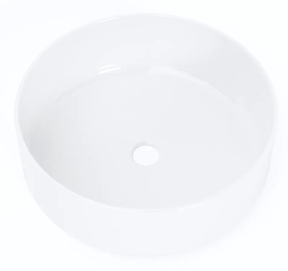 Umywalka ceramiczna FASANO nablatowa okrągła 45 cm biały łatwy montaż