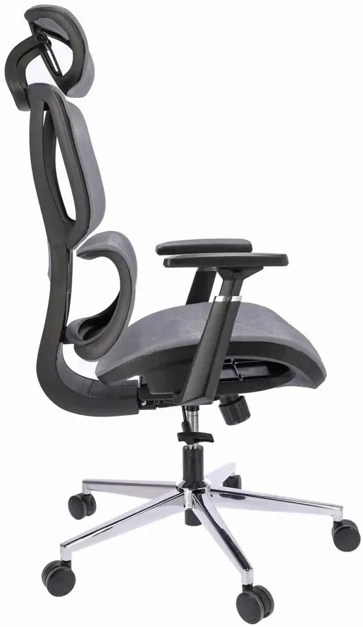 Szare ergonomiczne krzesło biurowe z zagłówkiem -  Floris 3X