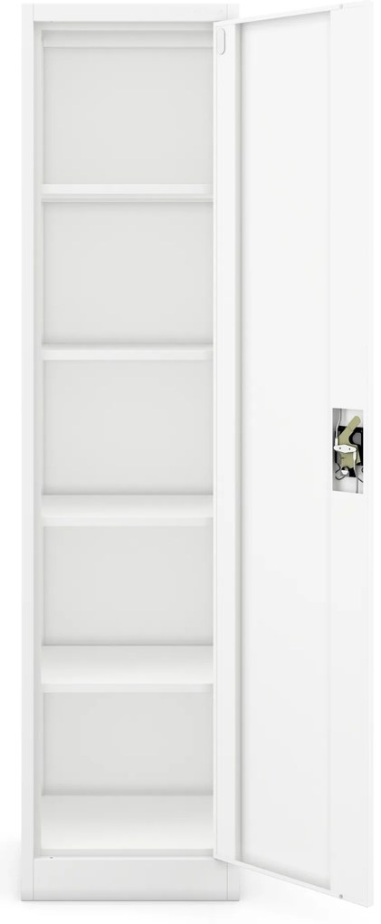Szafa biurowa metalowa na akta, wąska, biała, 450x1850x400 mm: ALEX