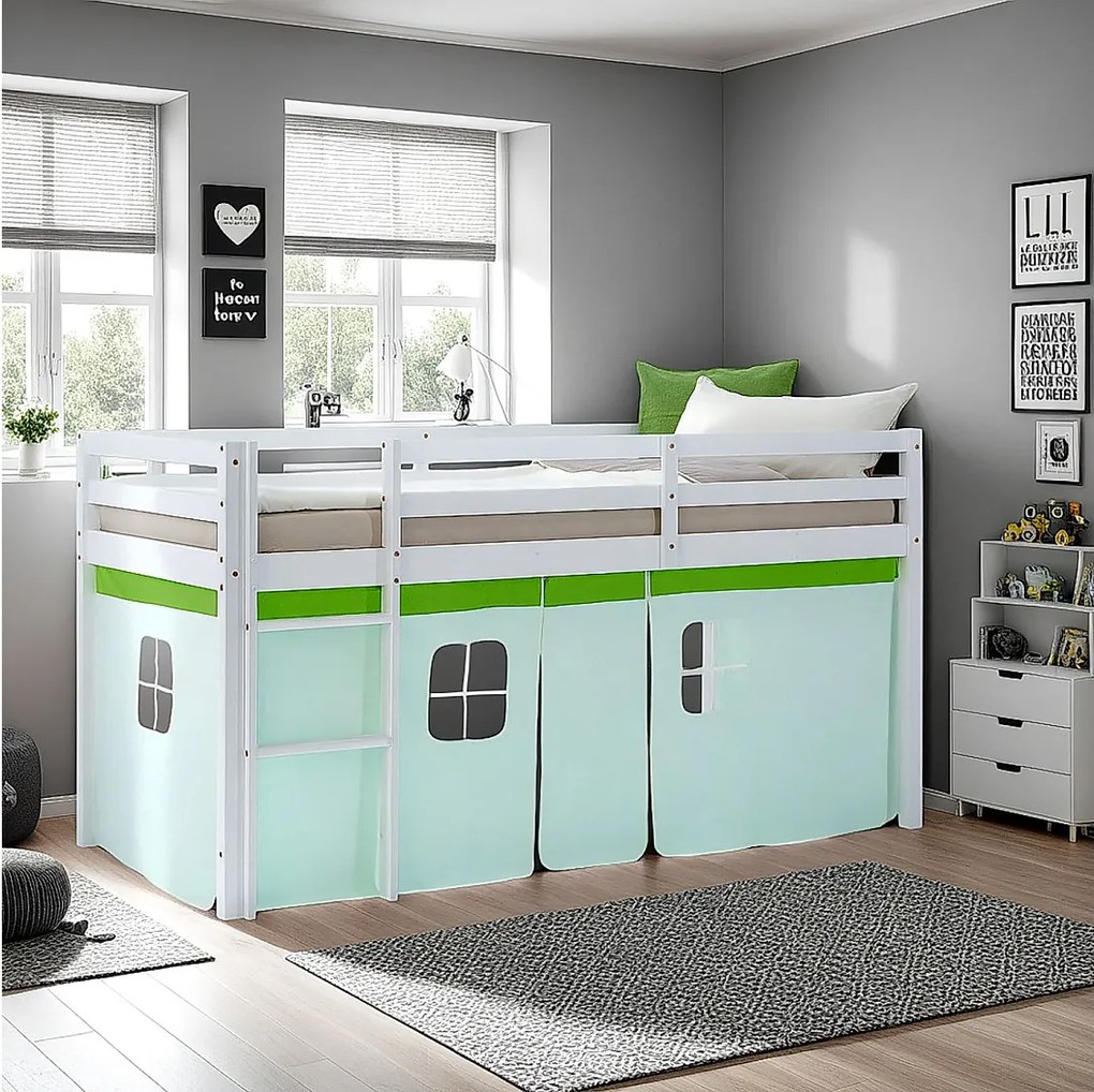 Łóżko piętrowe 90x200 cm Zielona Kabina