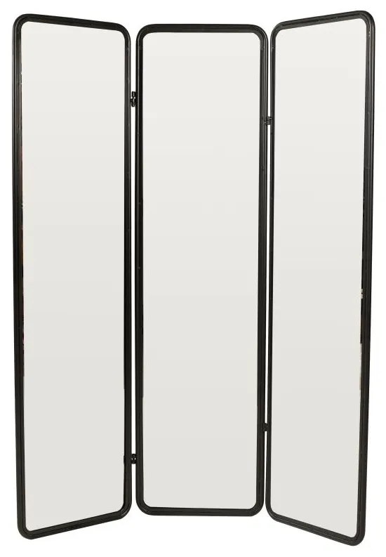 Parawan lustrzany z metalu - szer. 146 x wys. 180 cm - Czarny - MIROLY