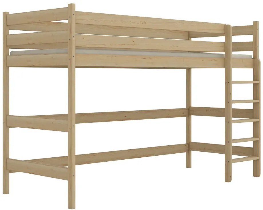 Naturalne drewniane łóżko dziecięce na antresoli - 5 rozmiarów D9-P33