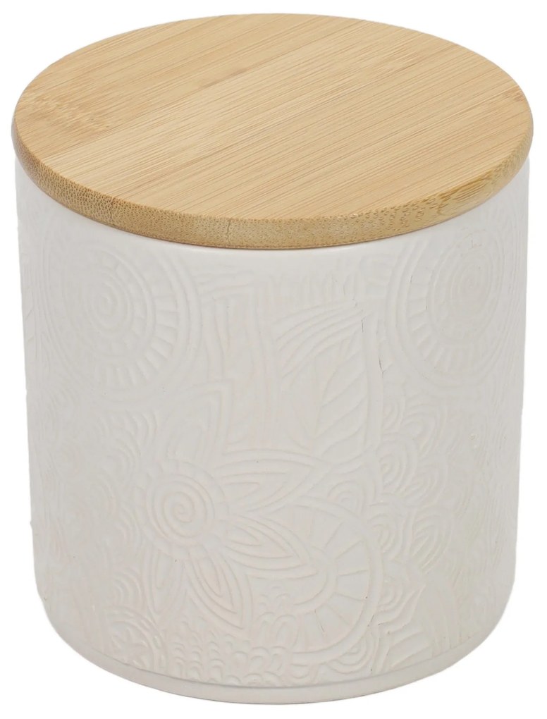 Słoik ceramiczny z pokrywką z bambusa, Ø 10 x 10,5 cm