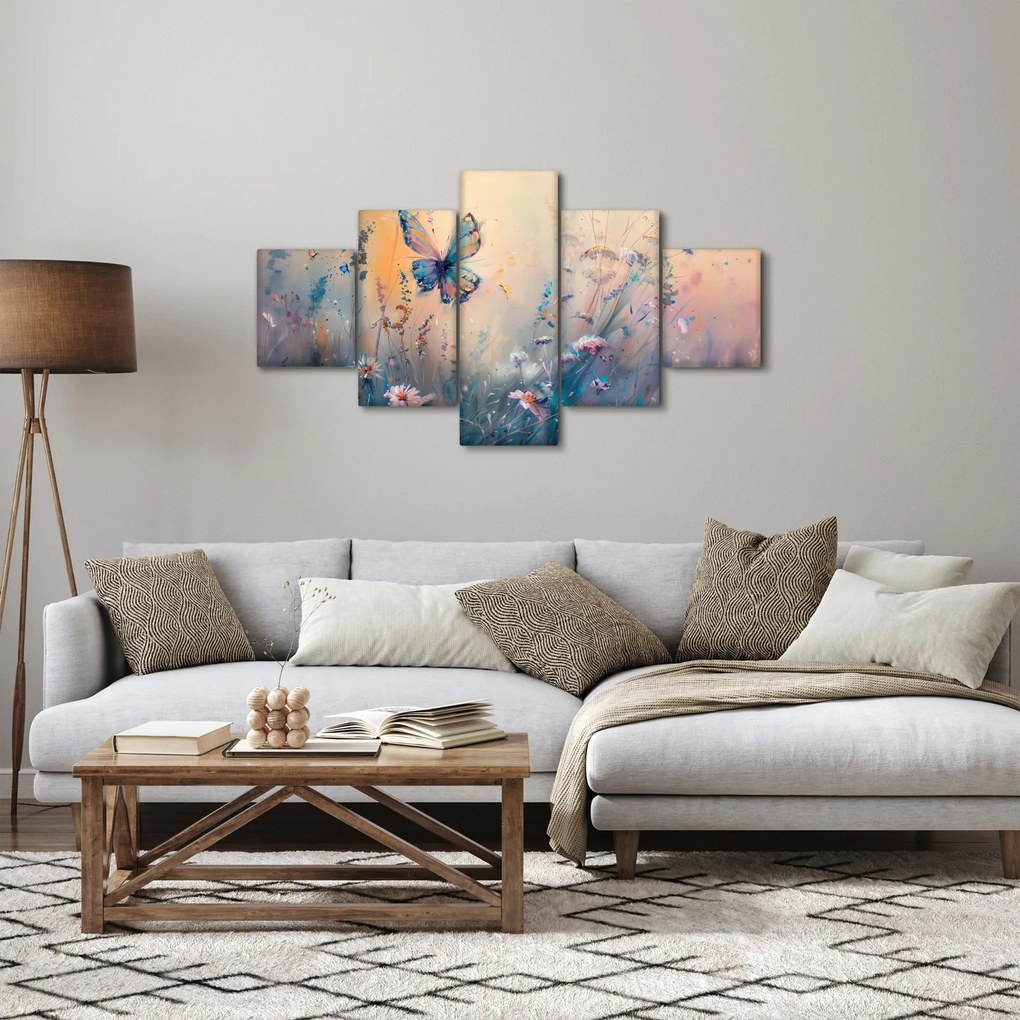 Obraz - Łąka z motylem II (125x70 cm)