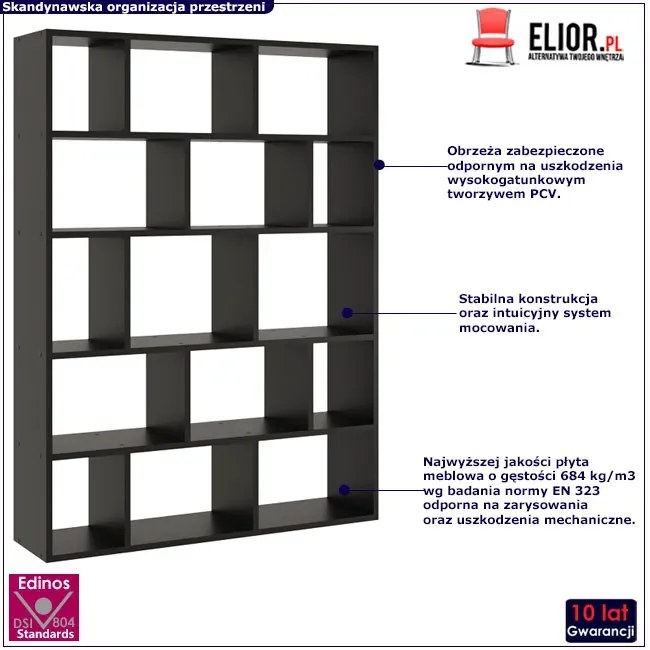 Czarny nowoczesny regał wiszący lub stojący S4-G82