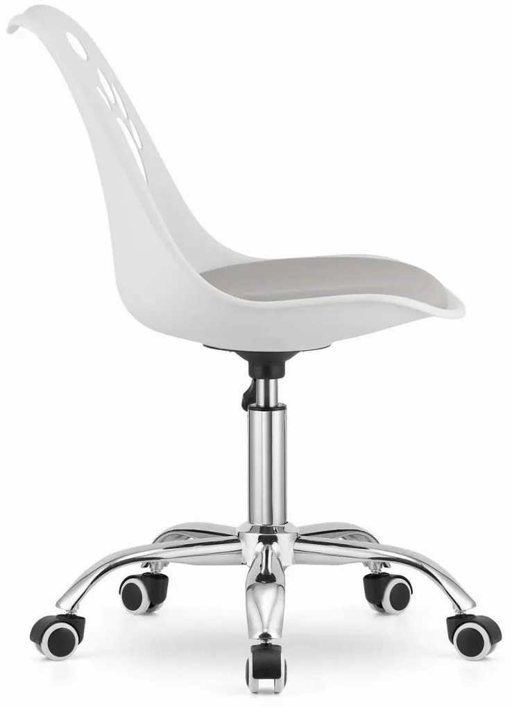 Biało-szary obrotowy fotel do pokoju dziecięcego M0-W65