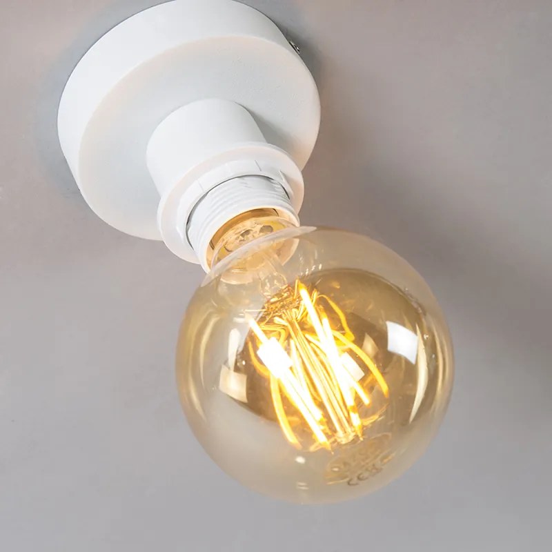 Nowoczesna lampa sufitowa matowa biała z czarnym kloszem 45 cm - Combi Nowoczesny Oswietlenie wewnetrzne