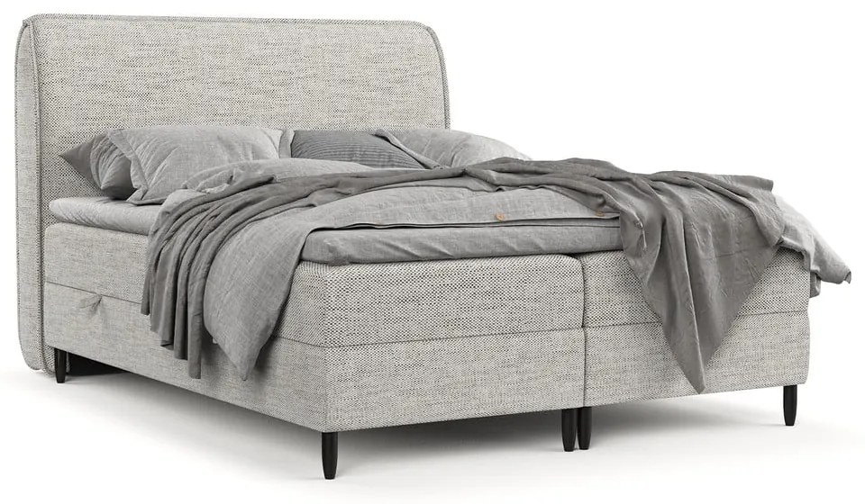 Jasnoszare łóżko boxspring ze schowkiem 140x200 cm Melba – Maison de Rêve