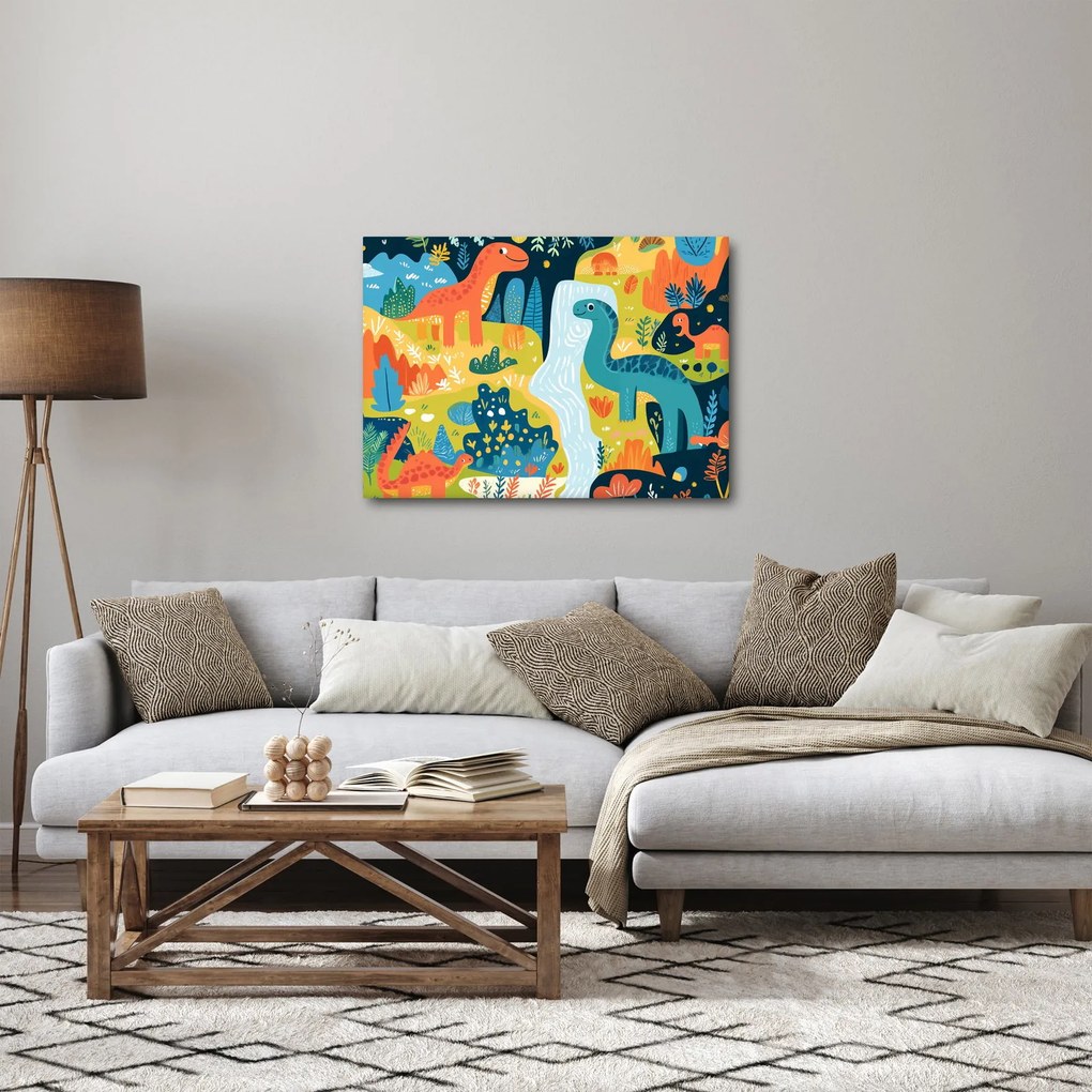 Obraz - Wesołe dinozaury (70x50 cm)