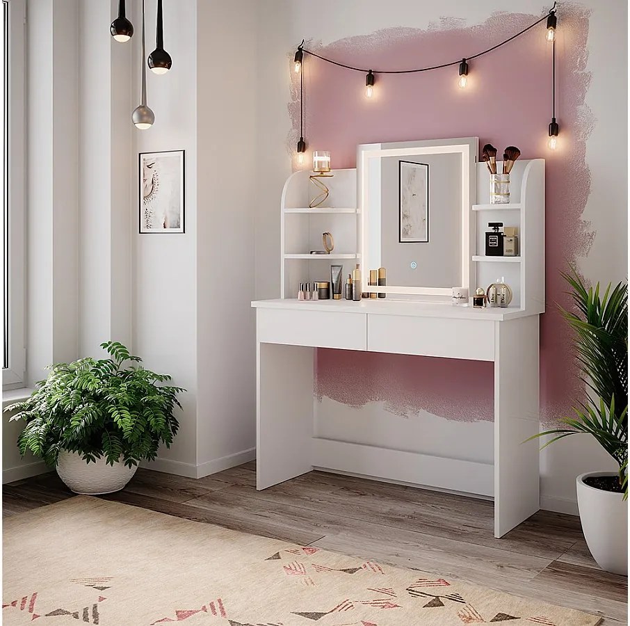 Stół toaletowy biały 106x40x142 charlotte