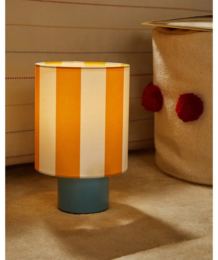 Żółto-niebieska lampa stołowa z tekstylnym kloszem (wysokość 25 cm) Ciral – Kave Home