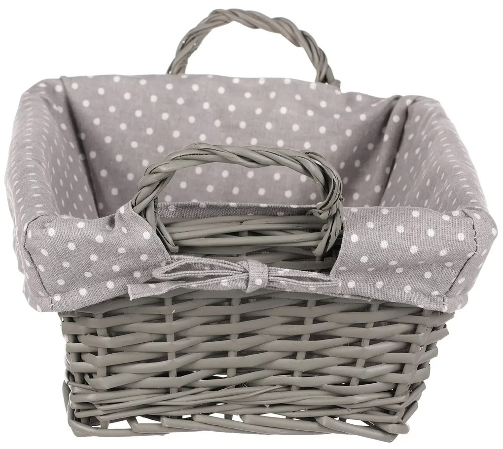 Kosz wiklinowy z tkaniną, szary, 35 x 25 x 13  cm