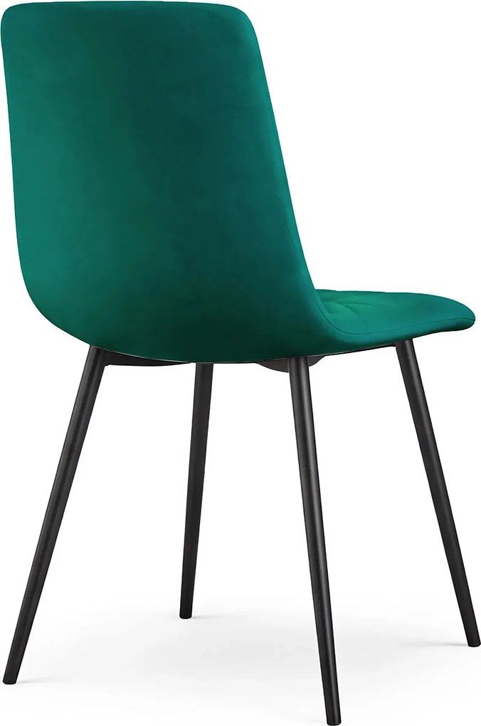 Zestaw 4 welurowych zielonych krzeseł pikowanych G5-S93