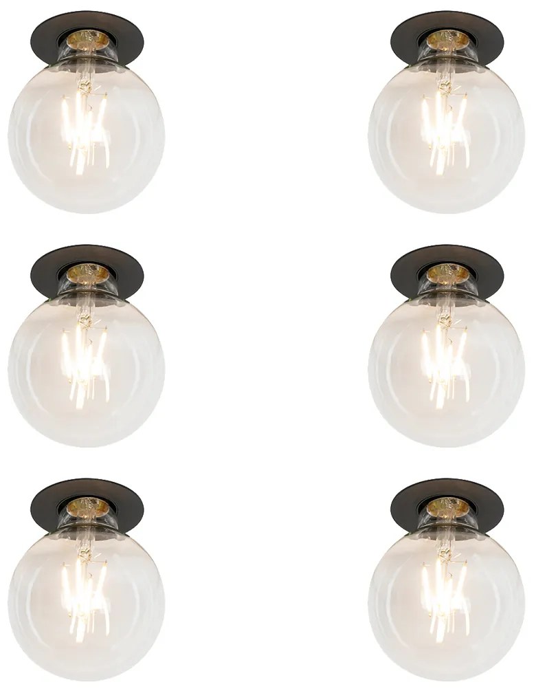 Zestaw 6 nowoczesnych reflektorów wpuszczanych czarnych - Insight