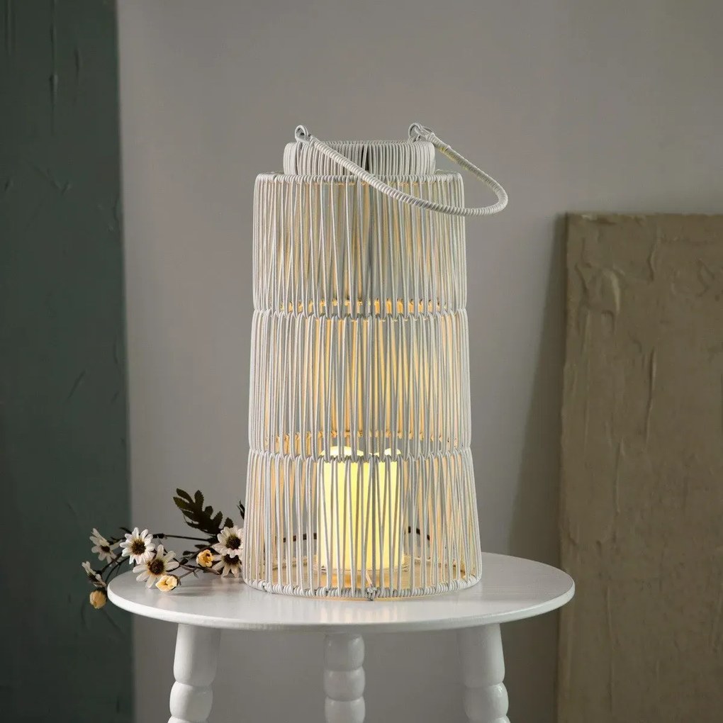 Lampion MODERN HAMPTONS ogrodowy ze świecą LED biały 20.5x38 cm HOMLA