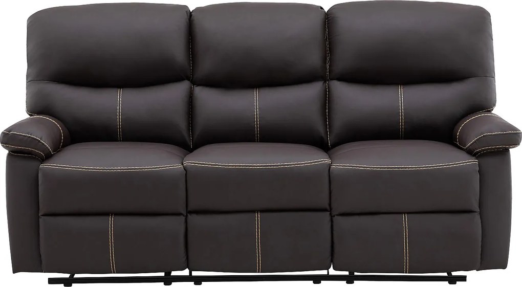 Kanapa 3-osobowa z funkcją relax z ekoskóry, kolor brązowy CANBY