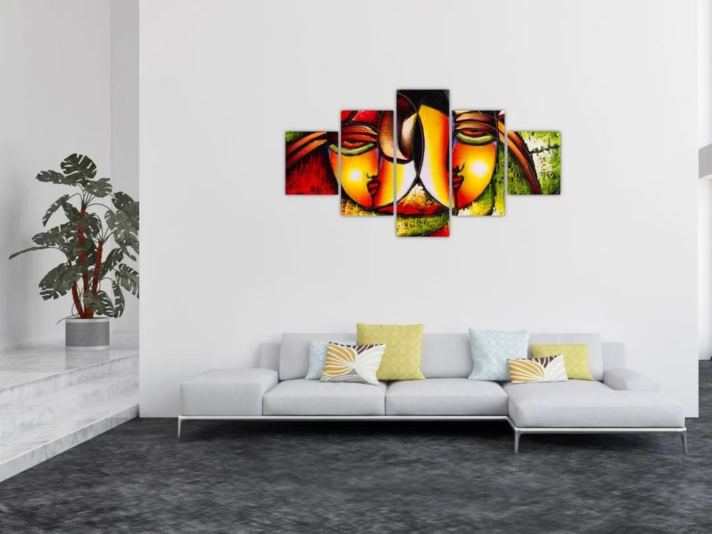 Obraz - Obraz olejny, abstrakcyjne twarze (125x70 cm)